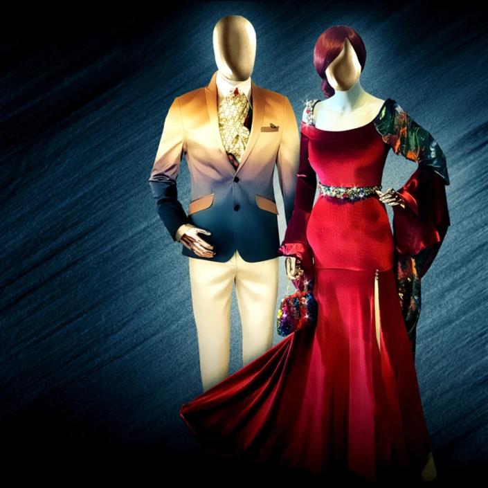 Abbildung von zwei Kleiderpuppen in einem von Kamila Paś kombinierten Outfit-Design